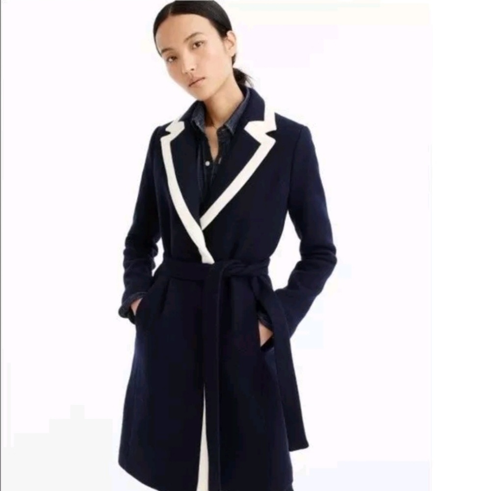 🎉HP🎉 J Crew Tipped Topcoat Italian Stadium Coat